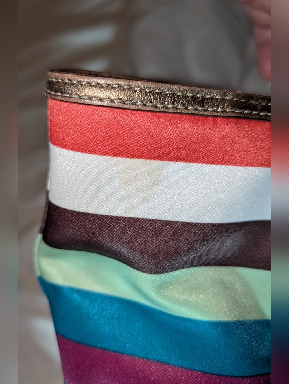COACH LEGACY SATEEN STRIPE MEDIUM TOTE RARE MULTICOLOR GUC - Picture 16 of 16
